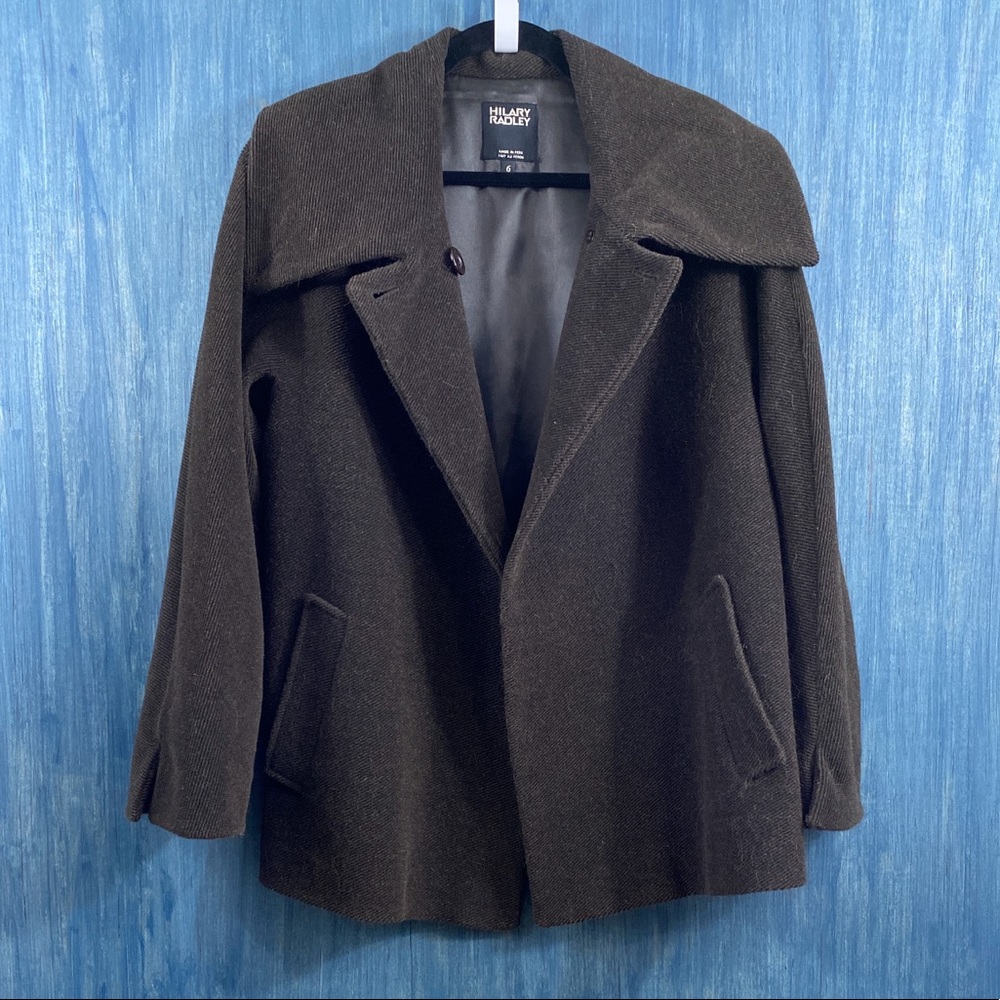 Hilary Radley beautiful dark brown llama wool swing coat